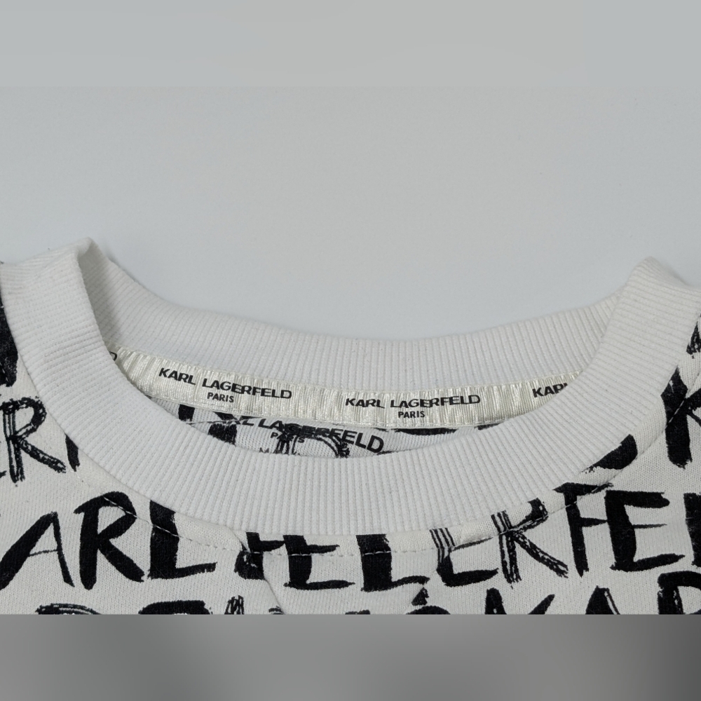 Karl Lagerfield Puff Sleeve Sweater Black & White - Picture 3 of 5